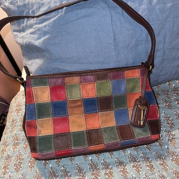 VINTAGE fossil shoulder bag patchwork - Picture 4 of 6